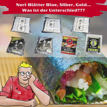 Laden und Abspielen von Videos im Galerie-Viewer, Nori Algenblaetter für Sushi SILBER halbiert
